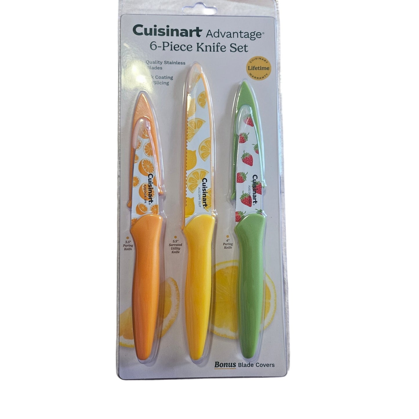 Cuisinart Advantage 6-piece knife set fruit theme orange lemon strawberry NIP