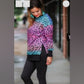 Jess Lea Leopard Sweatshirt Multicolored with Black Accents NEW Pink Blue