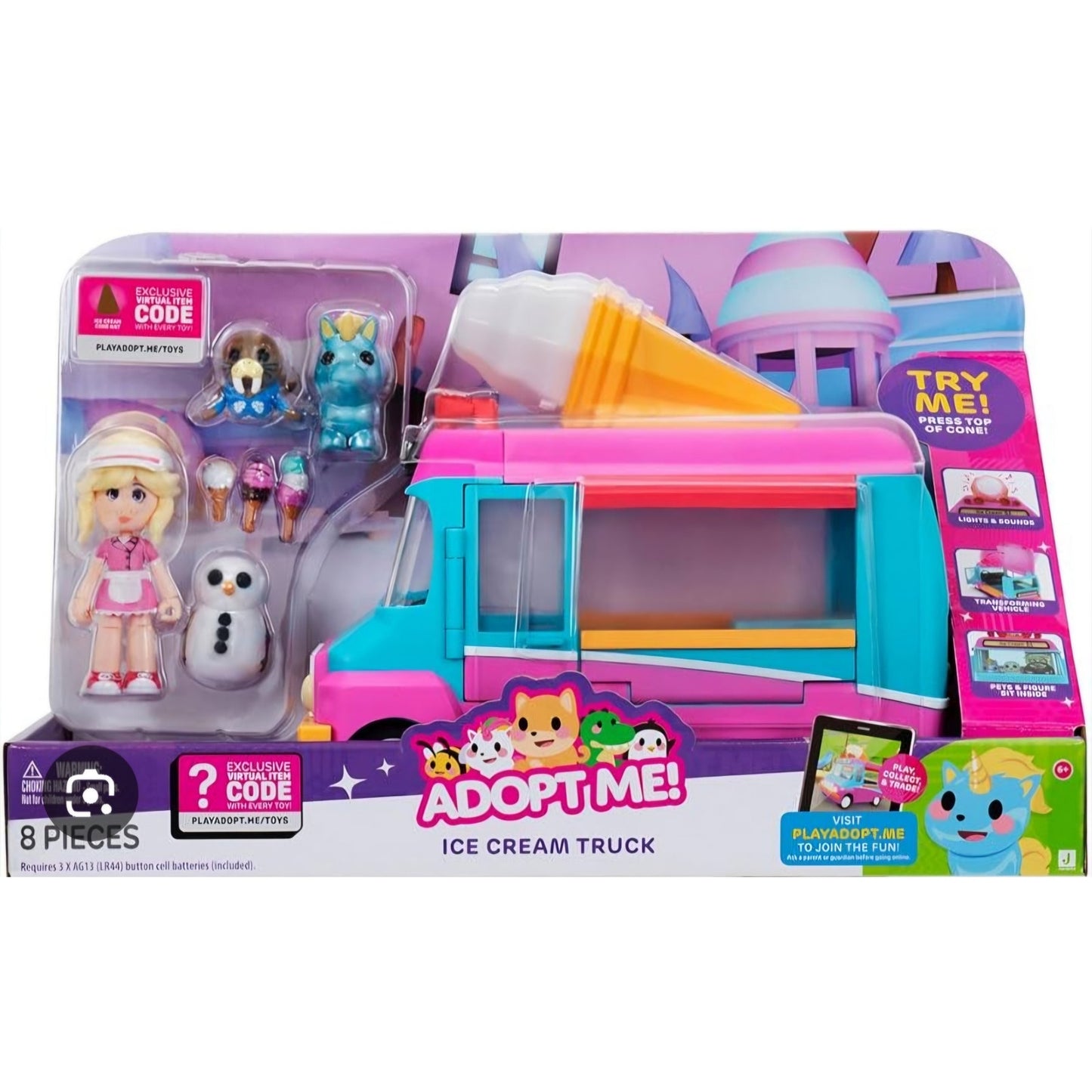 Adopt Me! Ice Cream Truck transforming toy vehicle with figures. NIB 8 PIECE