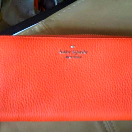Kate Spade Orange Wallet Pebble Leather NWT HTF Authentic Designer