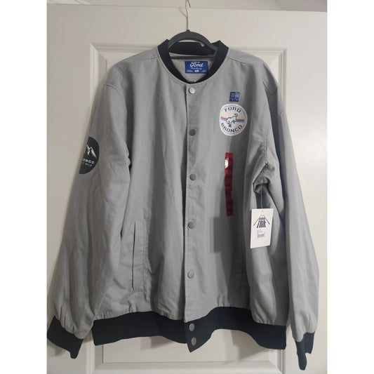 Ford Bronco NWT Roadtrip Go Wild Grey Driving Snap Button Mens Jacket 2XL Coat
