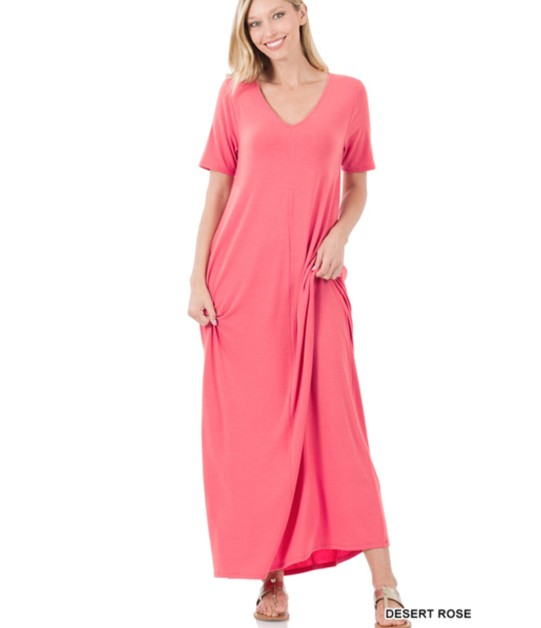 Zenana Short Sleeve Maxi Dress with Pockets!