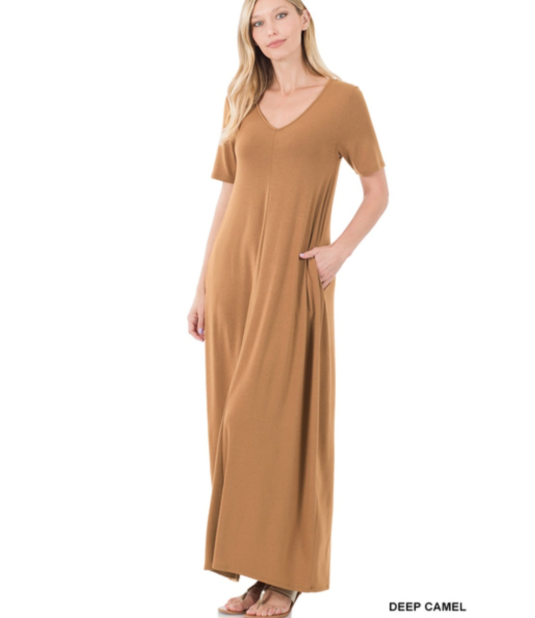 Zenana Short Sleeve Maxi Dress with Pockets!