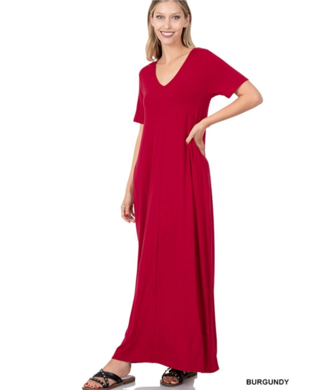 Zenana Short Sleeve Maxi Dress with Pockets!