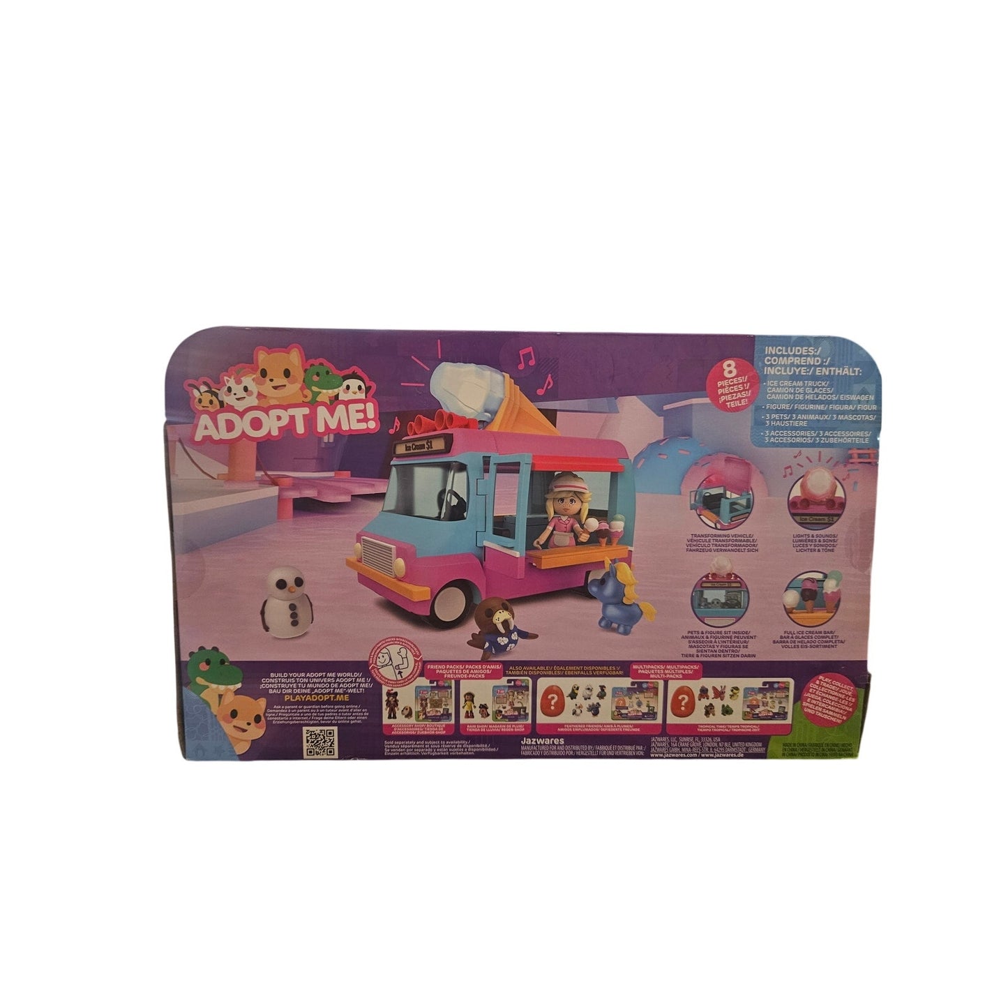 Adopt Me! Ice Cream Truck transforming toy vehicle with figures. NIB 8 PIECE