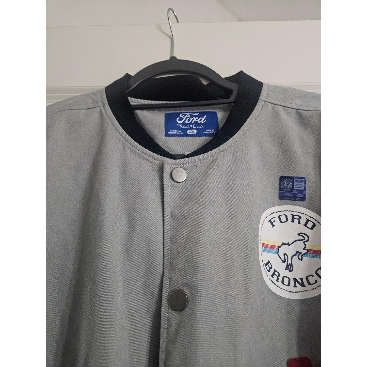 Ford Bronco NWT Roadtrip Go Wild Grey Driving Snap Button Mens Jacket 2XL Coat