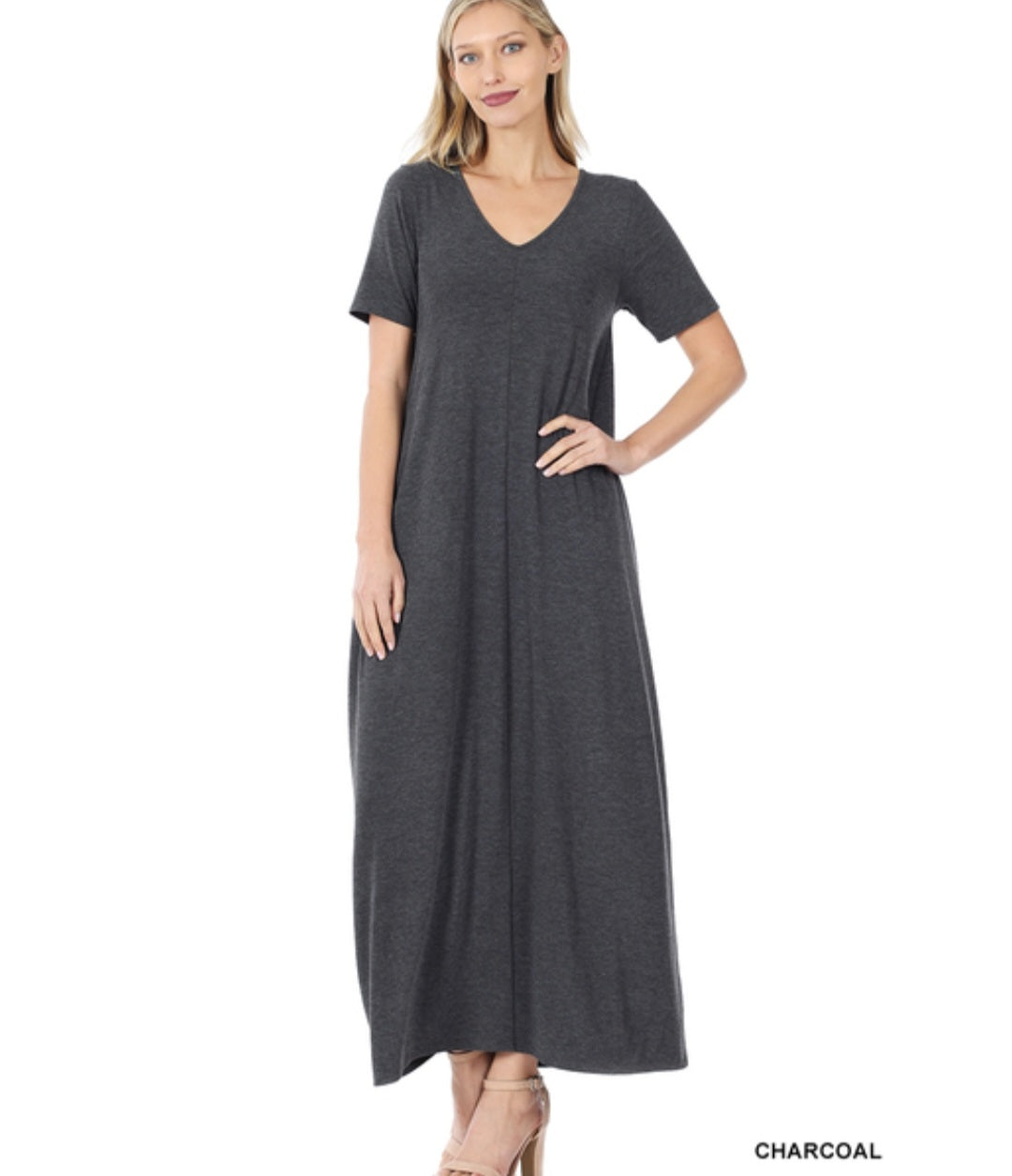 Zenana Short Sleeve Maxi Dress with Pockets!