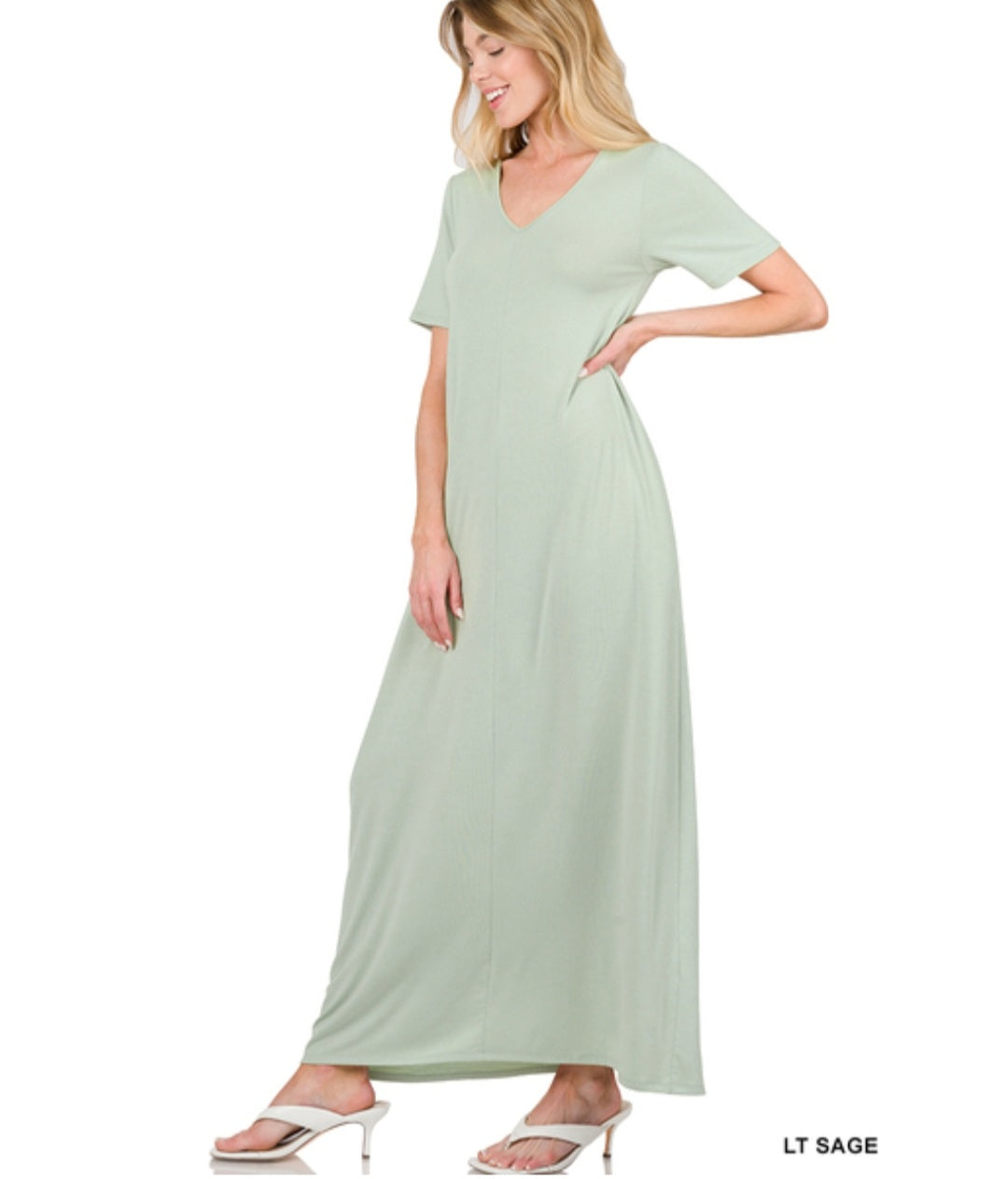 Zenana Short Sleeve Maxi Dress with Pockets!