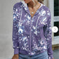Prple Floral Hoodie with full zipper